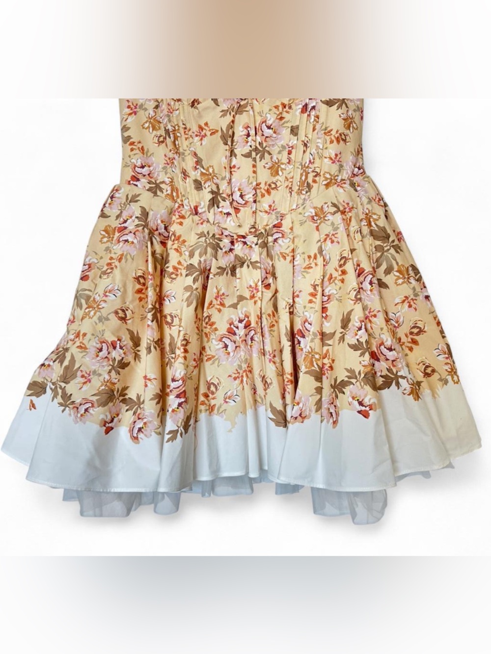 House of CB Imani Floral Print Pleated Mini Dress Sunbleached Women’s - Medium - Picture 9 of 11